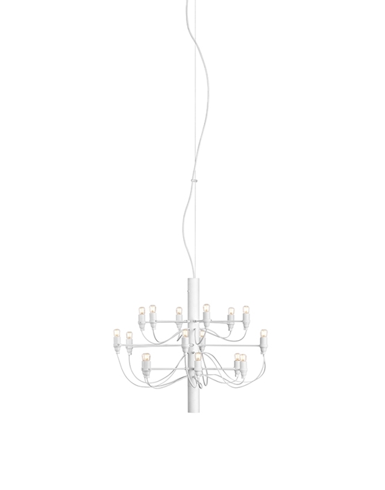 2097/18 Kronleuchter LED mit klaren Leuchtmitteln, mattweiß