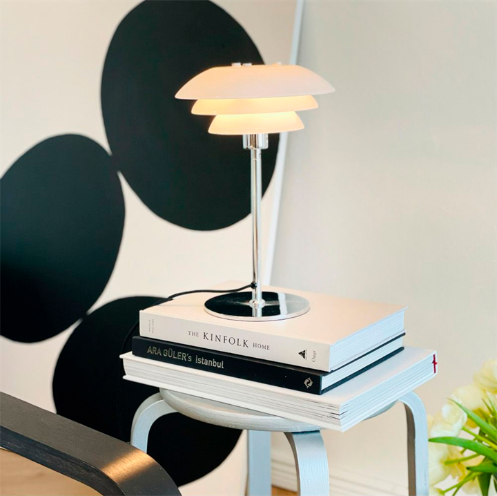 DL20 Tischlampe, opal/chrom