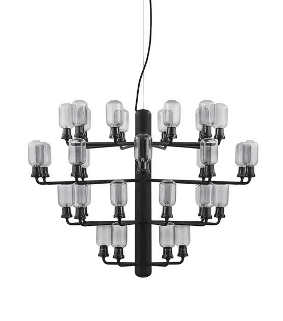 Amp Kronleuchter - Groß, Smoke/Schwarzer Marmor