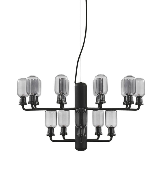 Amp Kronleuchter - Klein, Smoke/Schwarzer Marmor