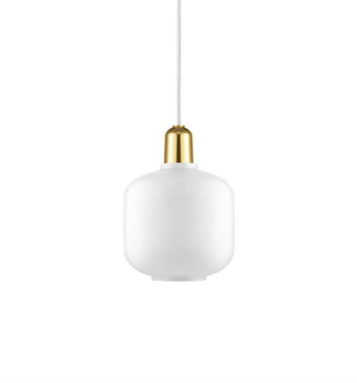 Amp Pendelleuchte, Messing - Klein, Weiß/Messing