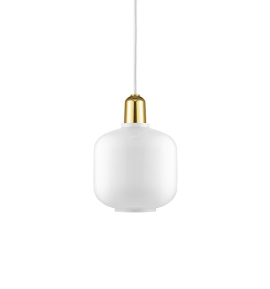 Amp Pendelleuchte, Messing - Klein, Weiß/Messing