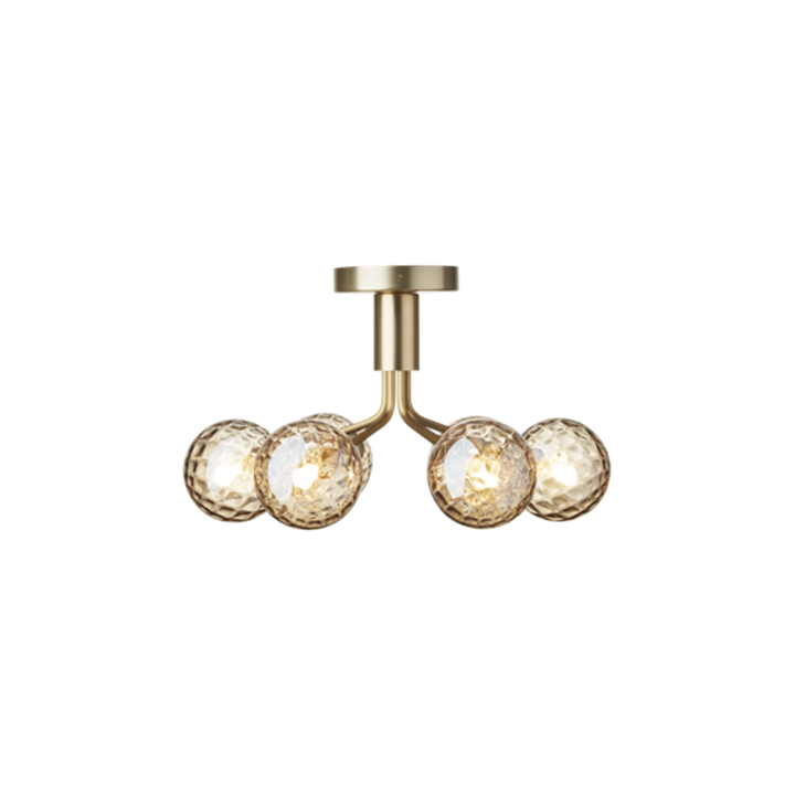 Apiales 6 Deckenleuchte, gebürstetes Messing/Optic Gold Glas