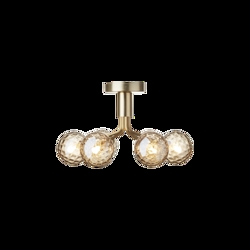 Apiales 6 Deckenleuchte, gebürstetes Messing/Optic Gold Glas