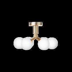 Apiales 6 Deckenleuchte, gebürstetes Messing/Opal