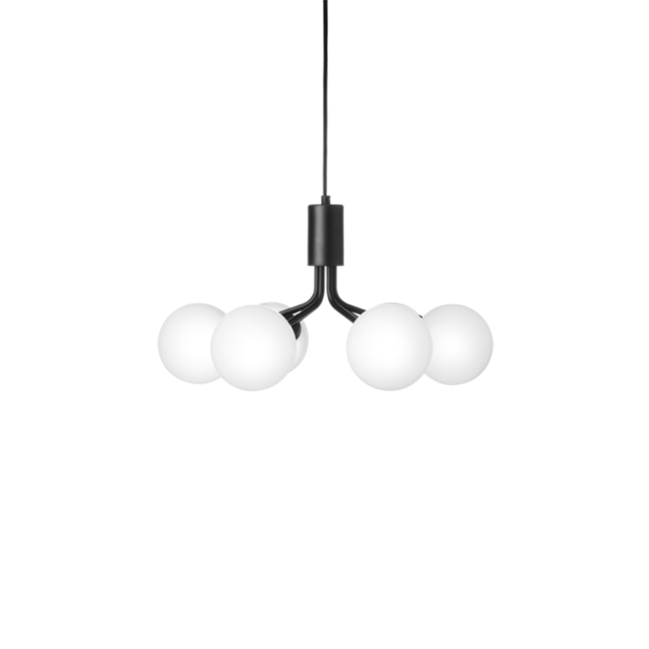 Apiales 6 Kronleuchter, satin schwarz/opal