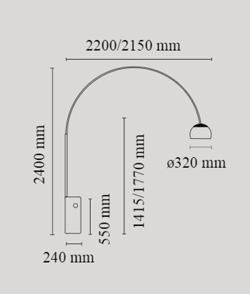 Flos Arco Stehlampe Maßzeichnung