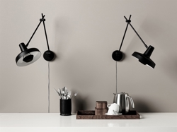 Arigato Wandleuchte mit Kabel, schwarz