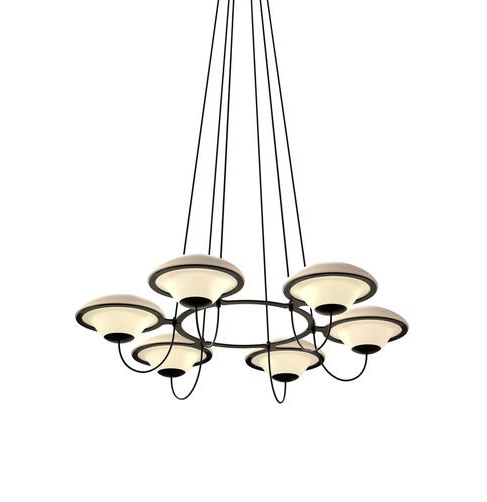 In The Air 6 Kronleuchter, opal/schwarz