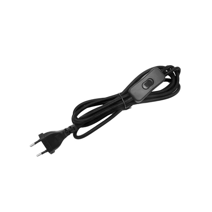 2 Meter schwarze Textilkabel mit Schalter