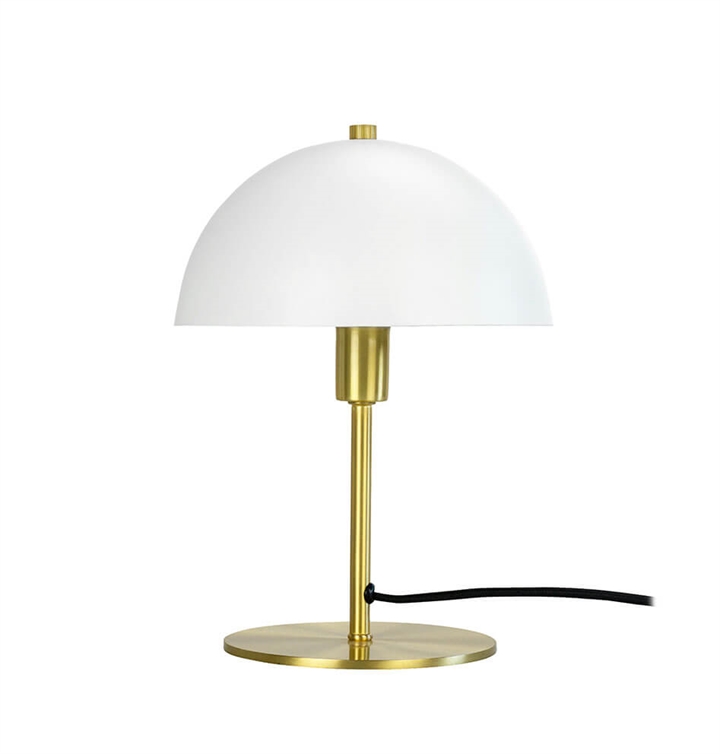 Malmø Tischlampe, matt weiß/messing