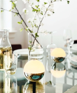 Alba Light Ball Batterielampe / Tischlampe, Chrom (2 Stk.)