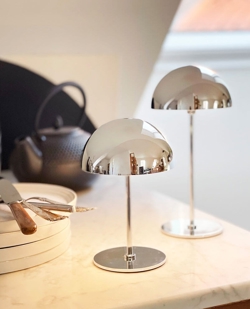 Along LED Tischlampe / Batterielampe, Chrom (2 Stk.)