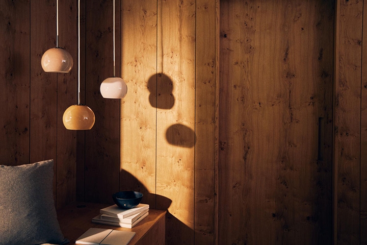 Ball Glass Ø18 Pendelleuchten in Cappuccino, Amber und Opal Rosa