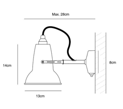 Original 1227 Mini Wandleuchte, Ceramic / Porzellan Maße