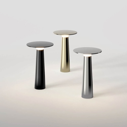 Lix Akkuleuchte in Dark Chrom, Chrom und Messing