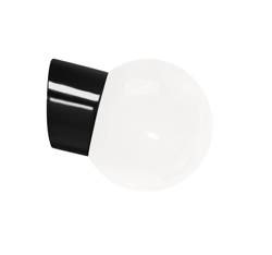 Classic Globe 150 Wandleuchte IP54, schwarz/glänzend opal