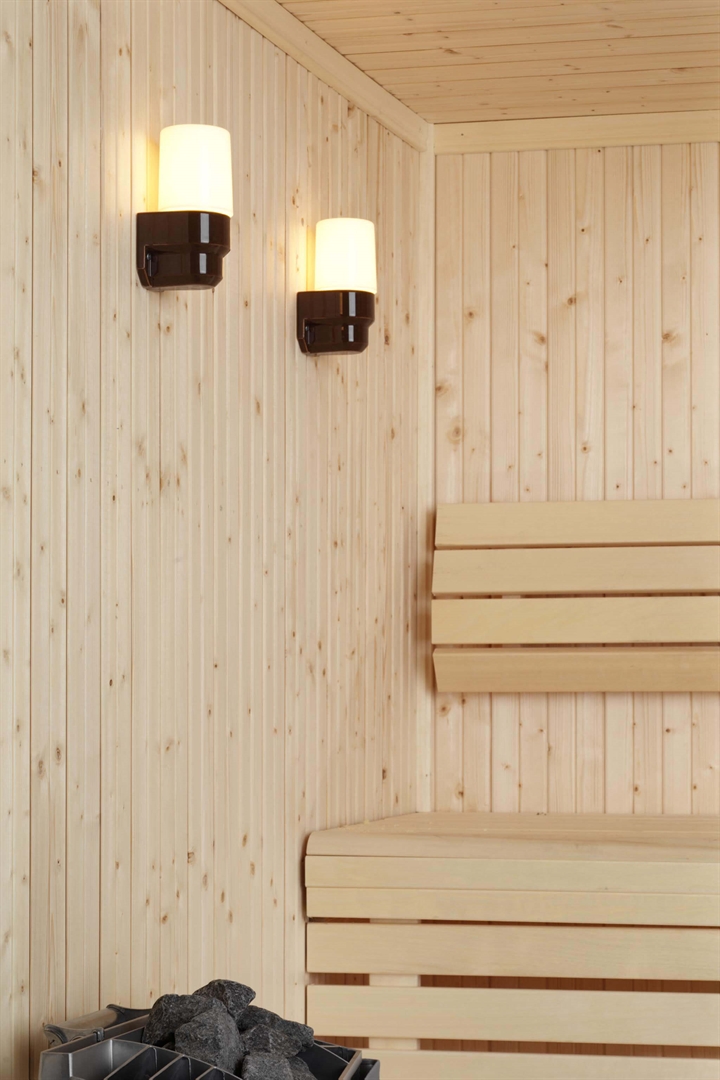 Classic Sauna Wandleuchte, braun