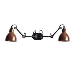 Lampe Gras No 204 Double Wandleuchte, schwarz/rohes Kupfer