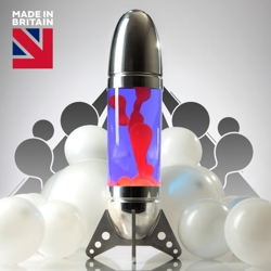 Rokit raketenförmige Lavalampe, Silber/Violett mit roter Lava