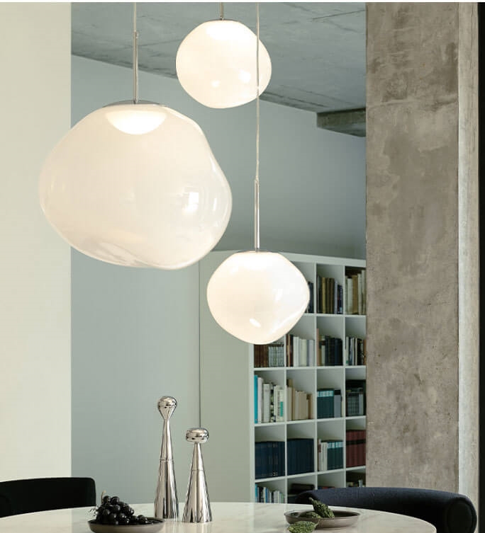 Melt mini Pendelleuchte, opal/silber