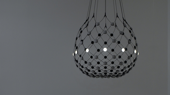 Mesh Pendelleuchte wireless Ø100 / 3 m Kabel, schwarz