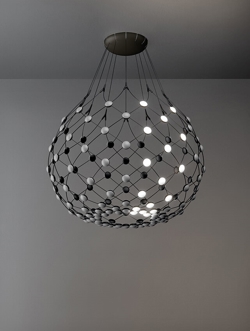 Mesh Pendelleuchte wireless Ø100 / 1 m Kabel, schwarz