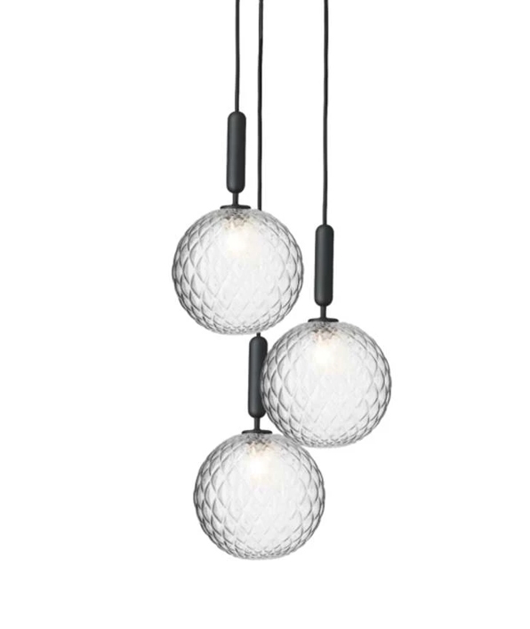 Miira 3 Pendelleuchte, grau/klar