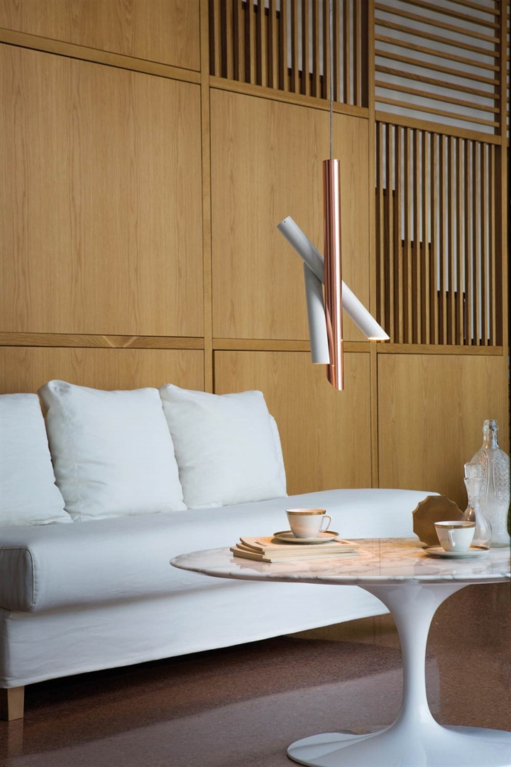 Tubes 3 Pendelleuchte, weiß/kupfer