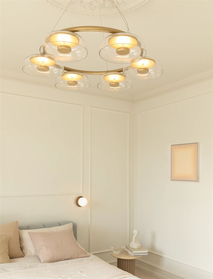 Blossi 6 Kronleuchter, Nordic Gold/Klar