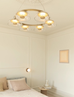 Blossi 6 Kronleuchter, Nordic Gold/Klar