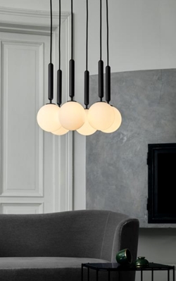 Miira 6 Pendelleuchte, grau/opal