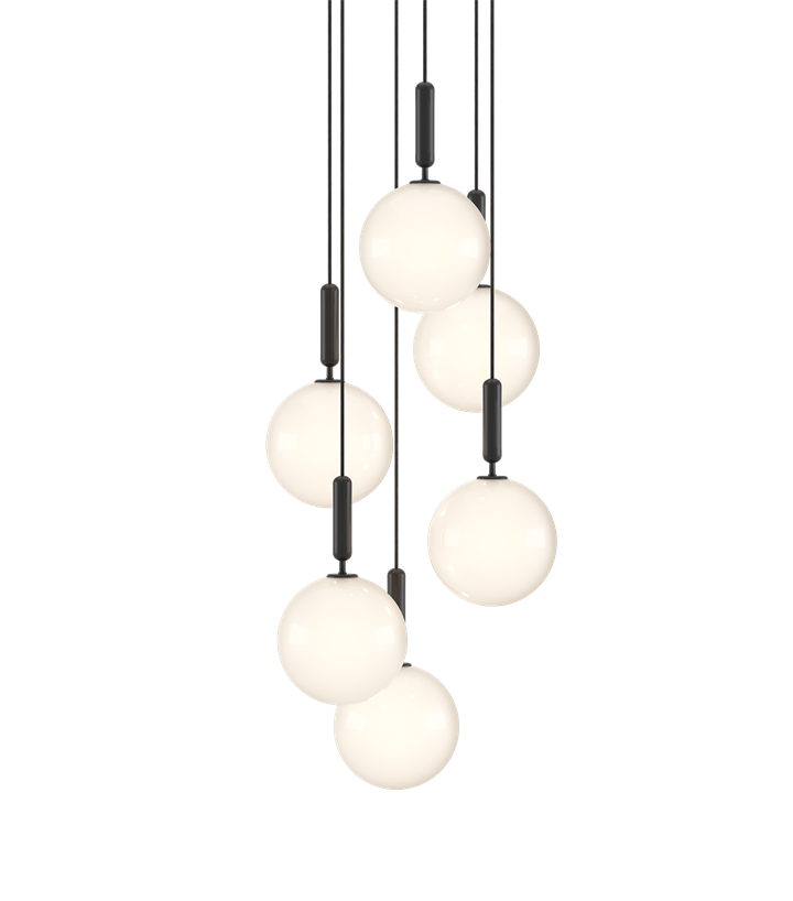 Miira 6 Large Pendelleuchte, grau/klar