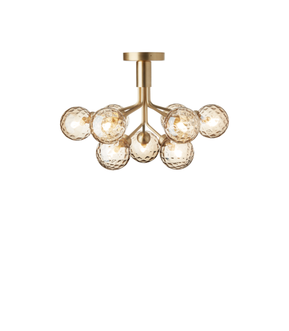 Apiales 9 Deckenleuchte, gebürstetes Messing/optisches Goldglas