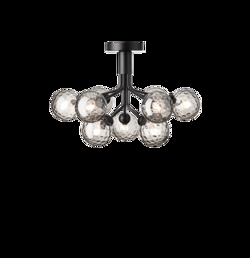 Apiales 9 Deckenleuchte, satin schwarz/optic smoked Glas