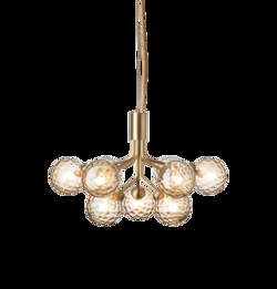 Apiales 9 Kronleuchter, gebürstetes Messing/Optic Gold Glas