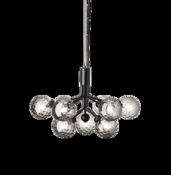 Apiales 9 Kronleuchter, Satin Schwarz/Optic Smoked Glas