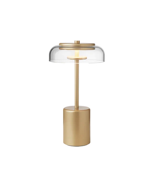 Blossi Tischlampe / Batterielampe mini tragbar, nordic gold/klar