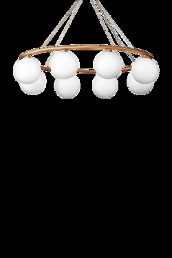 Miira 8 Oval Kronleuchter, Messing/Opal