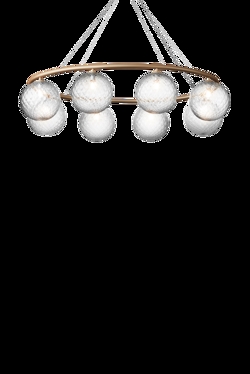 Miira 8 Oval Kronleuchter, Messing/Klar