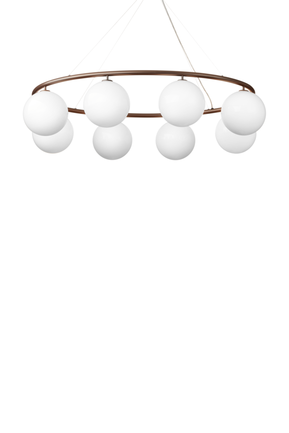 Miira 8 Oval Kronleuchter, dunkelbronze/opal