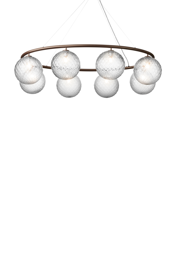 Miira 8 Oval Kronleuchter, dunkelbronze/klar
