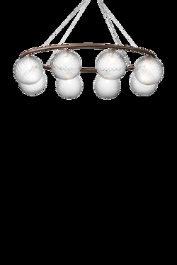 Miira 8 Oval Kronleuchter, dunkelbronze/klar