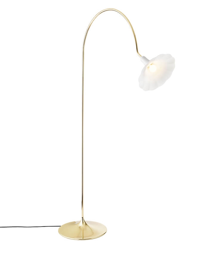 Petalii Stehleuchte, poliertes Messing/Weiß