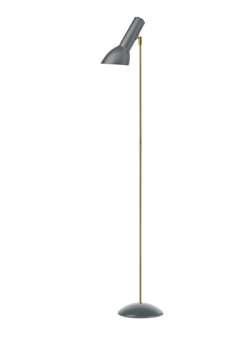 Oblique Stehleuchte Messing, flintgrau