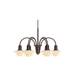 PH 1/1 Kronleuchter Centenary Edition m/6 Armen, aged brass/dusty terracotta