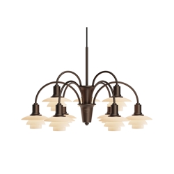 PH 1/1 Kronleuchter Centenary Edition m/9 Armen, aged brass/dusty terracotta