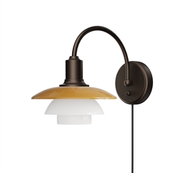 PH 2/2 Wandleuchte Centenary Edition m/Kabel und Schalter, amber/opal