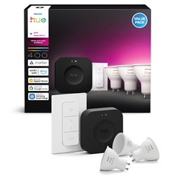 Philips Hue Starterset: 3 x WCA 4,2W GU10 400lm + Bridge Pro + Dimmer Switch