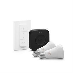 Philips Hue Starterset: 2 x WCA 8,1W E27 1100lm + Bridge Pro + Dimmer Switch